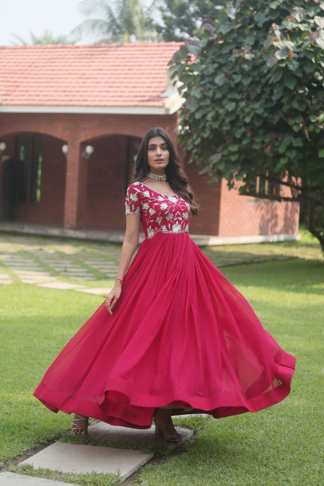 KA 1065 Faux Blooming Wedding Wear Gown Catalog